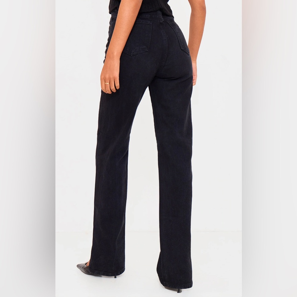 Pretty Little Thing TALL WASHED BLACK HIGH RISE SPLIT HEM DETAIL JEANS (Size 4) - Picture 4 of 5